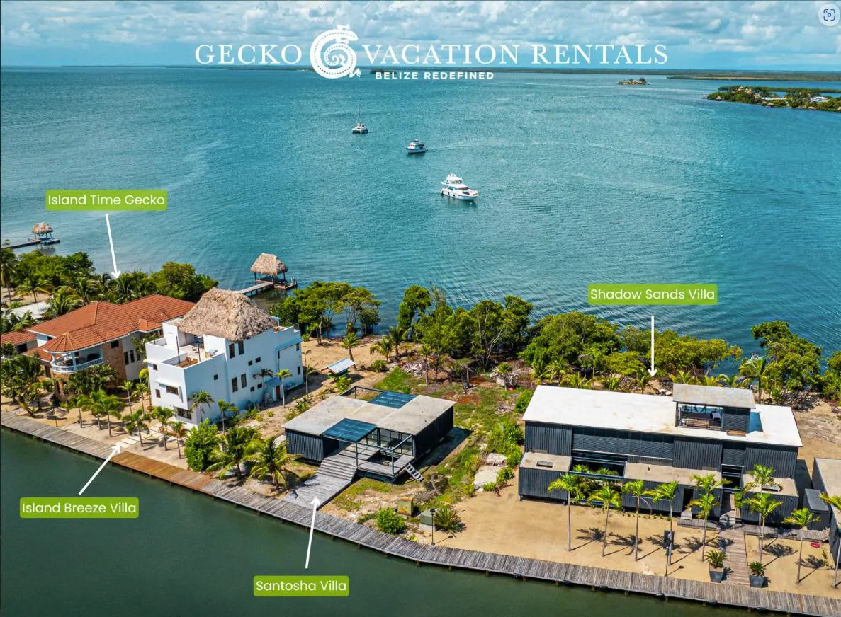 Shared amenity: Aerial coastal view of waterfront buildings beside the sea.