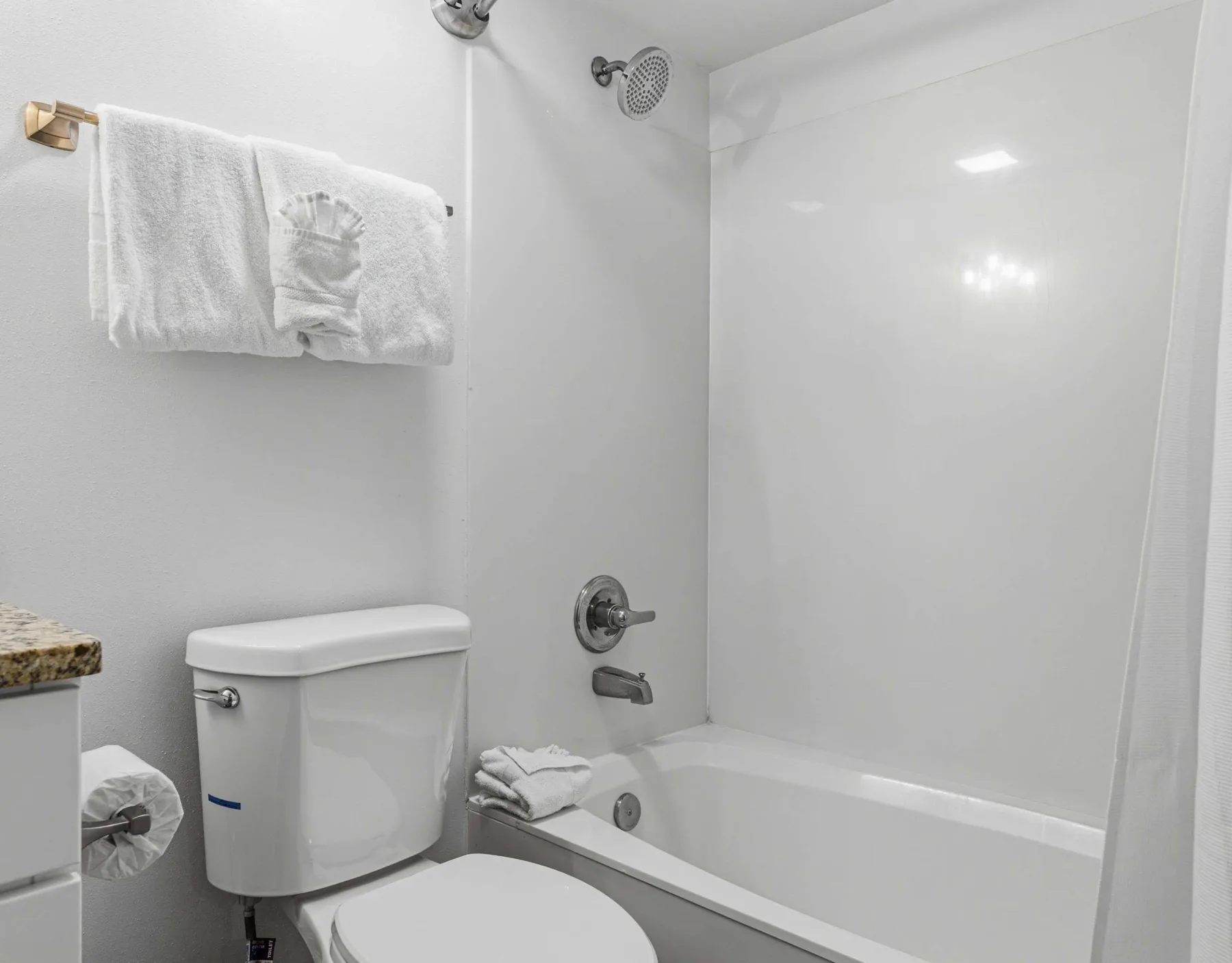 Un baño con bañera, ducha e inodoro.