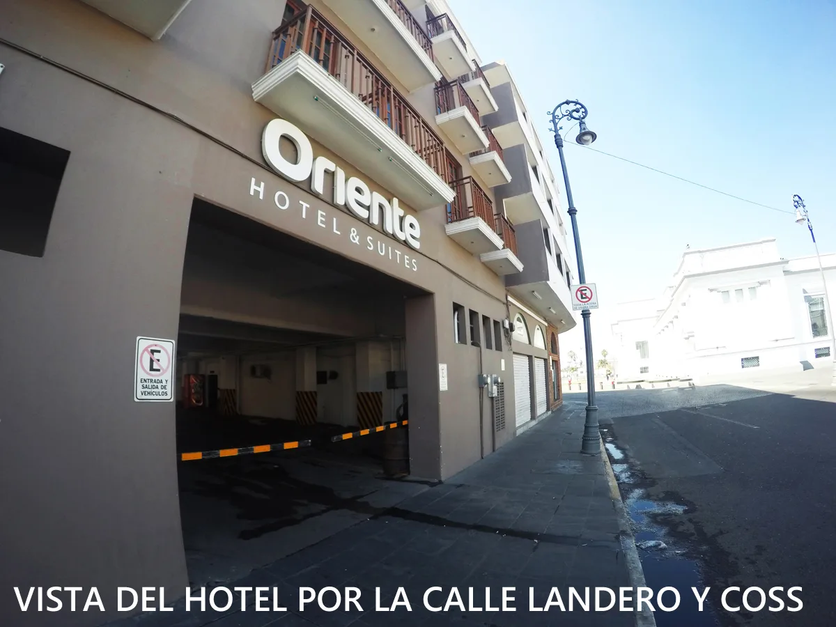 Representative hotel space: Hotel exterior with a street-facing entrance and balconies above.