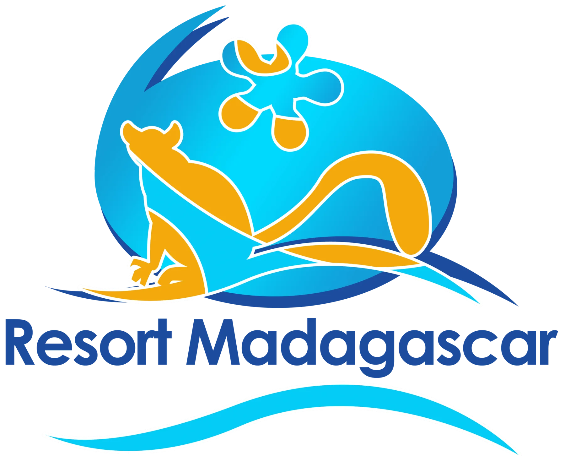 Un logotipo azul y naranja muestra una isla estilizada y una ola.