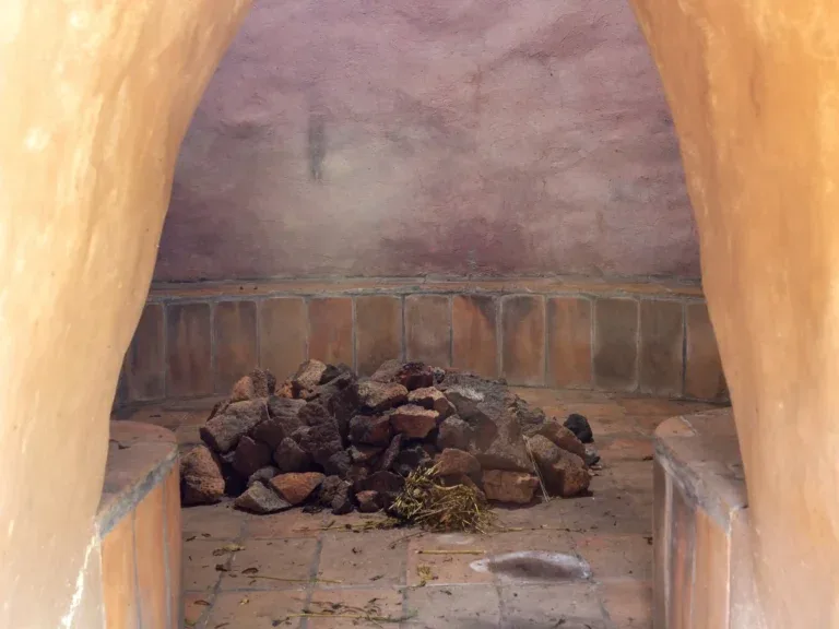 Representative hotel space: A domed room with a pile of stones on the floor.