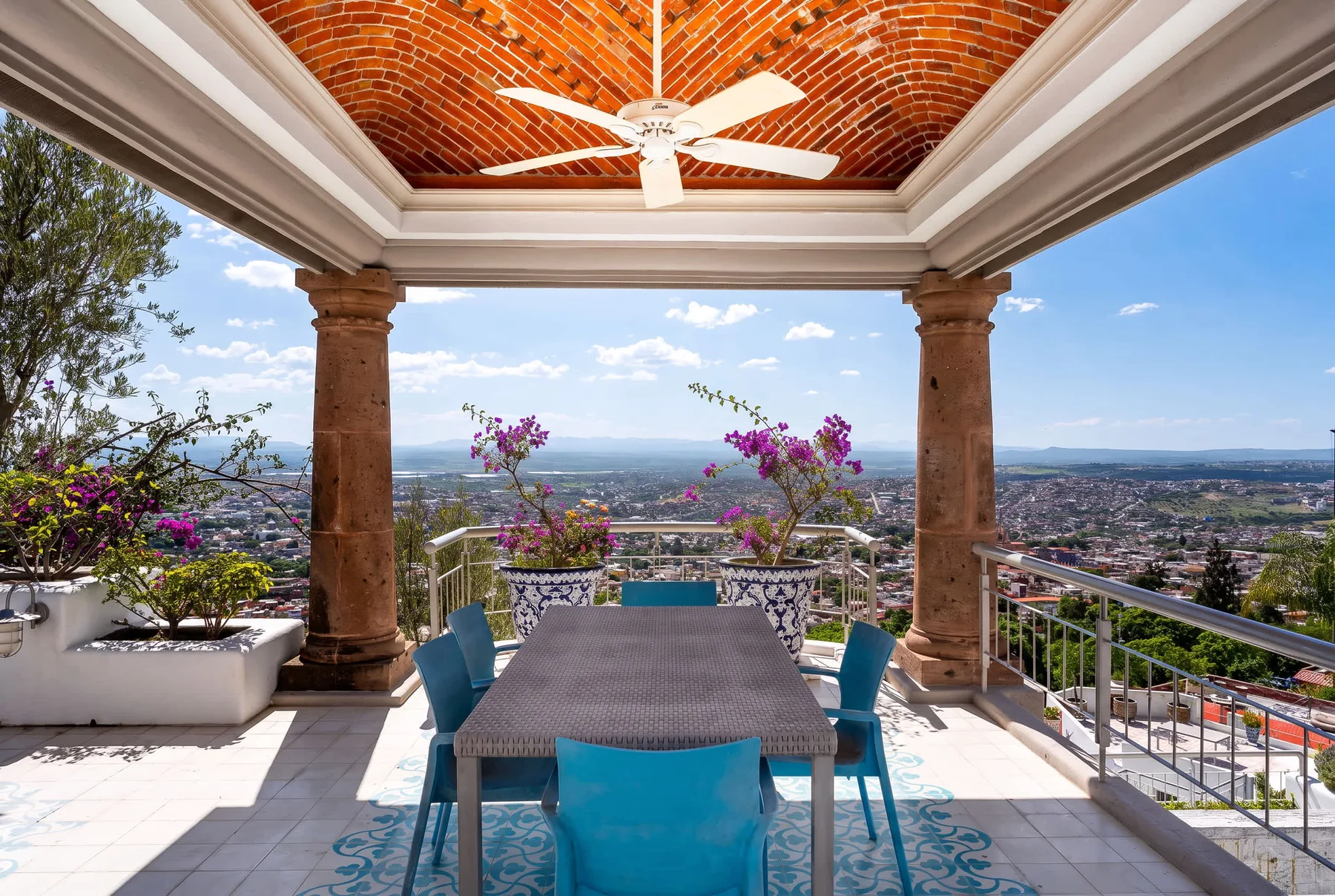 Shared amenity: A covered outdoor dining area overlooks the surrounding landscape.