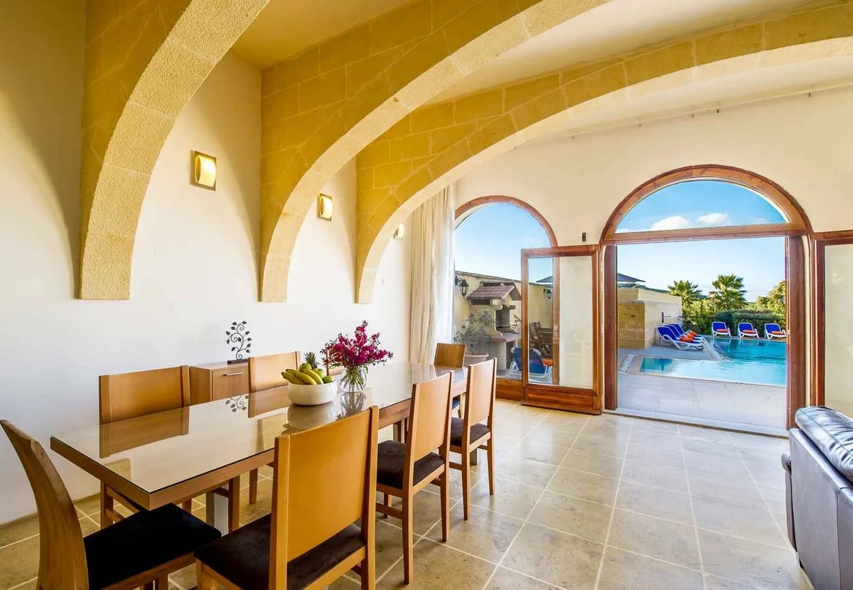 Dining room area of Four Winds holiday home in Gozo