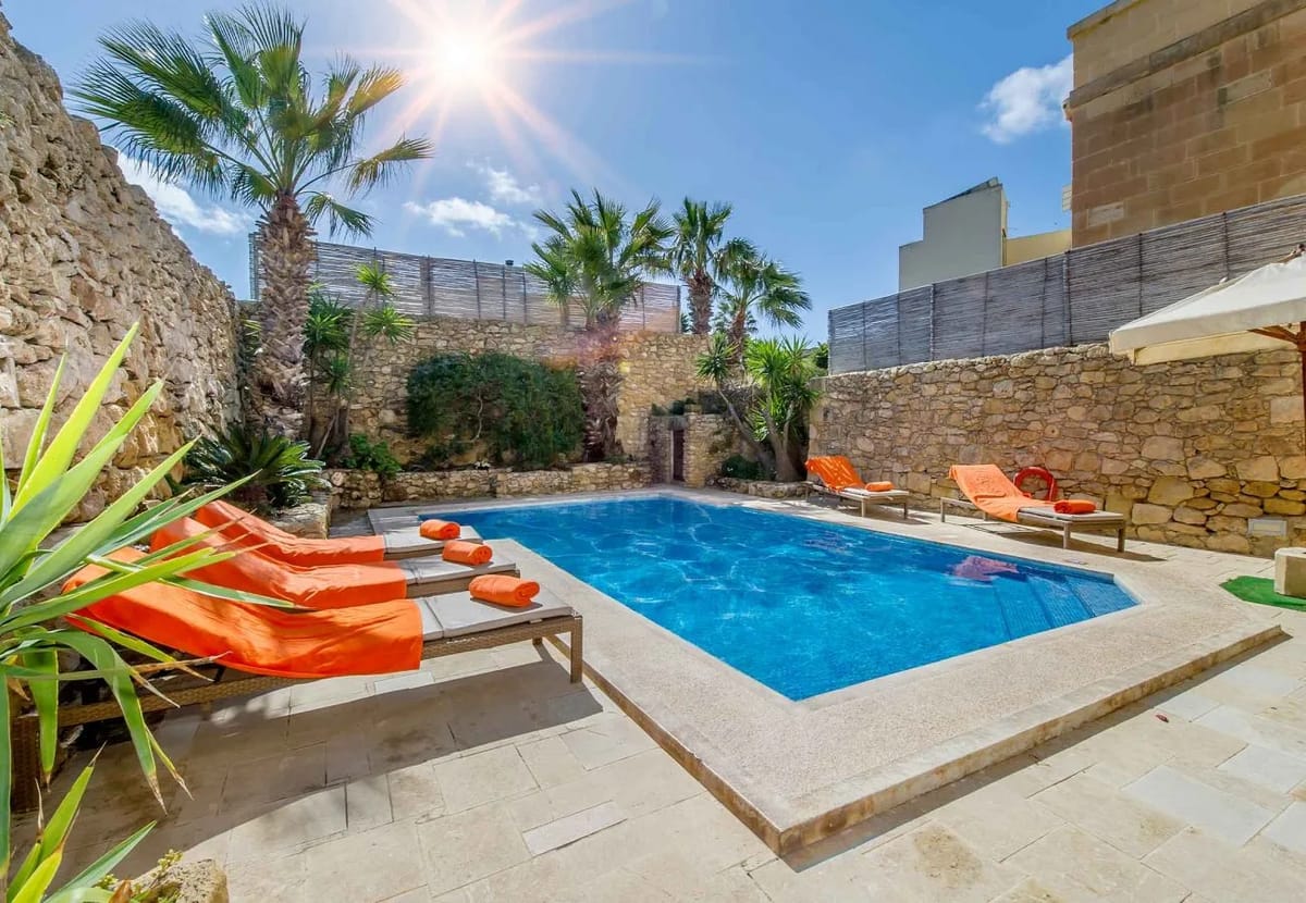 Pool area of Djar ta' Menzja 1 holiday villa