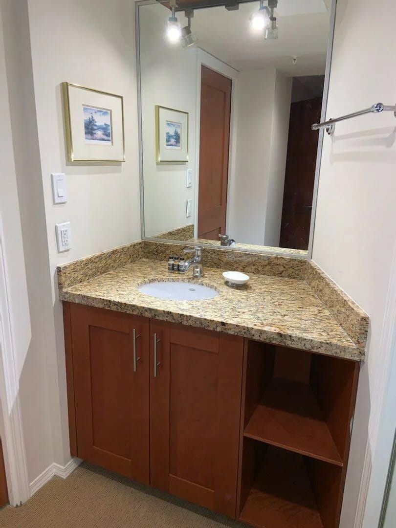 Vanity and sink in bedroom
