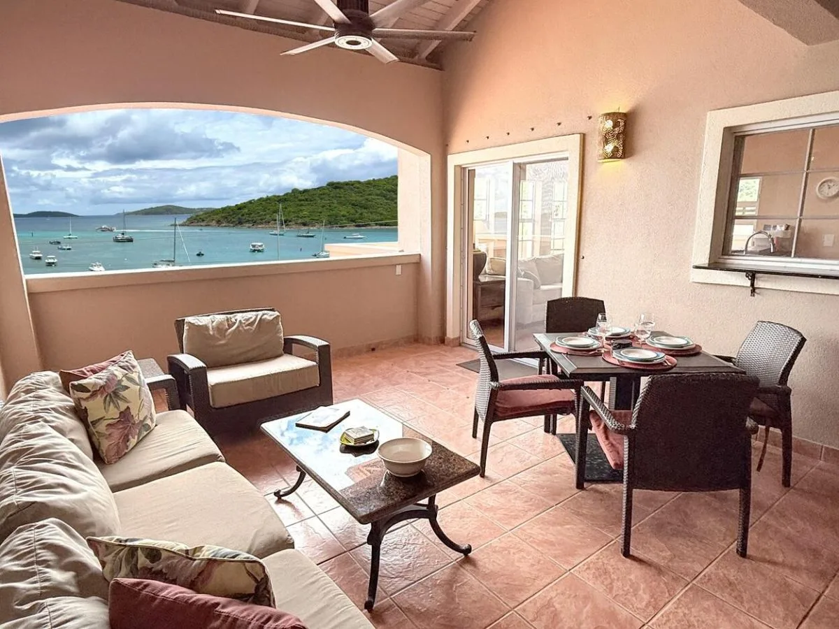 Outdoor living area with view