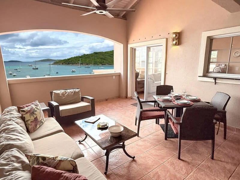 Outdoor living area with view