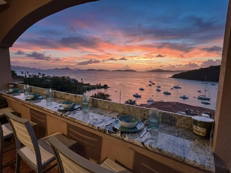 Island Therapy studio deck at sunset