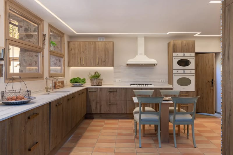 Kitchen mediterranean view Masia Mas Gotas Costa Brava