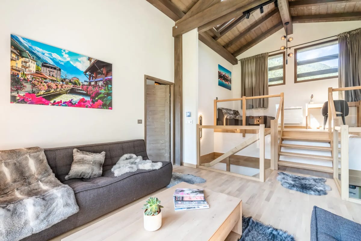 Spacious living room cinema room luxury family chalet Jatoba Chamonix