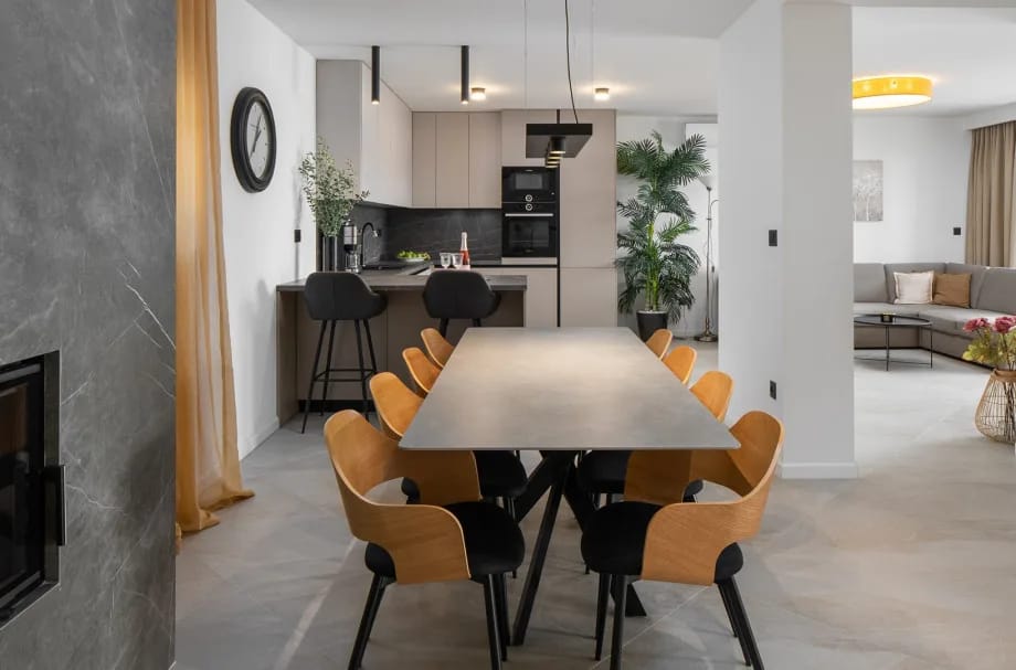 Air-conditioned kitchen and living area