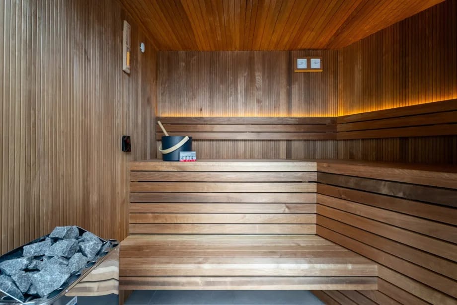 A Finnish sauna located in the pool area