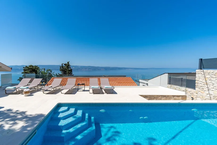 Villa Atopos with heated private pool, five bedrooms and panoramic sea views