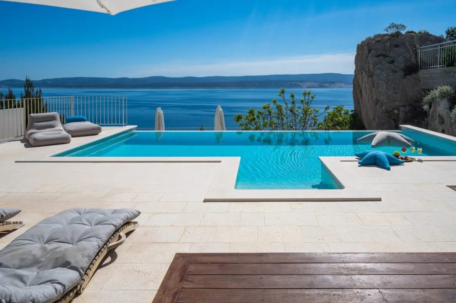Private heated pool with salt electrolysis system