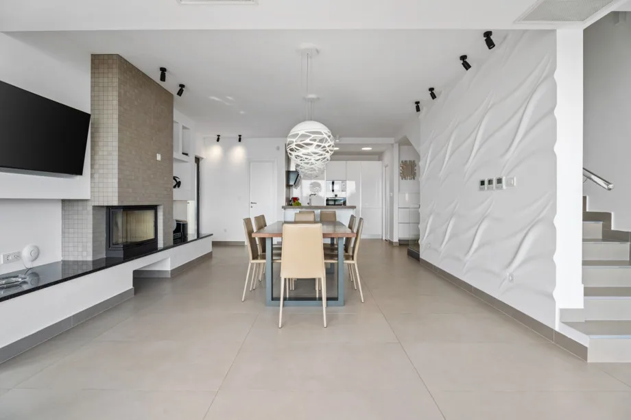 Spacious living and dining room with open sea view