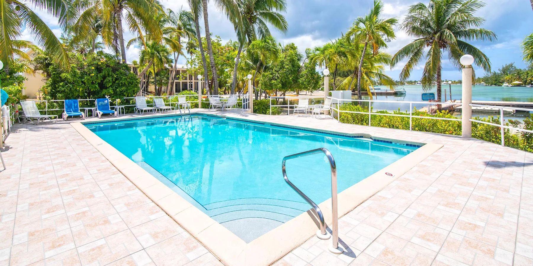 Communal pool angled view