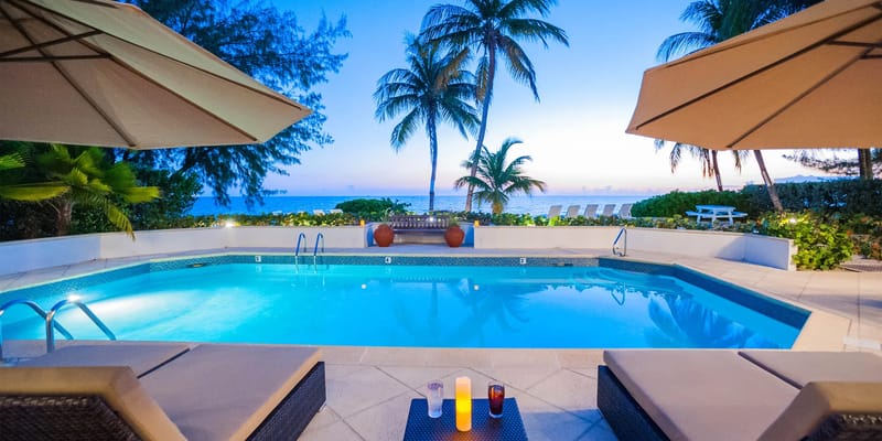 Heated pool at sunset