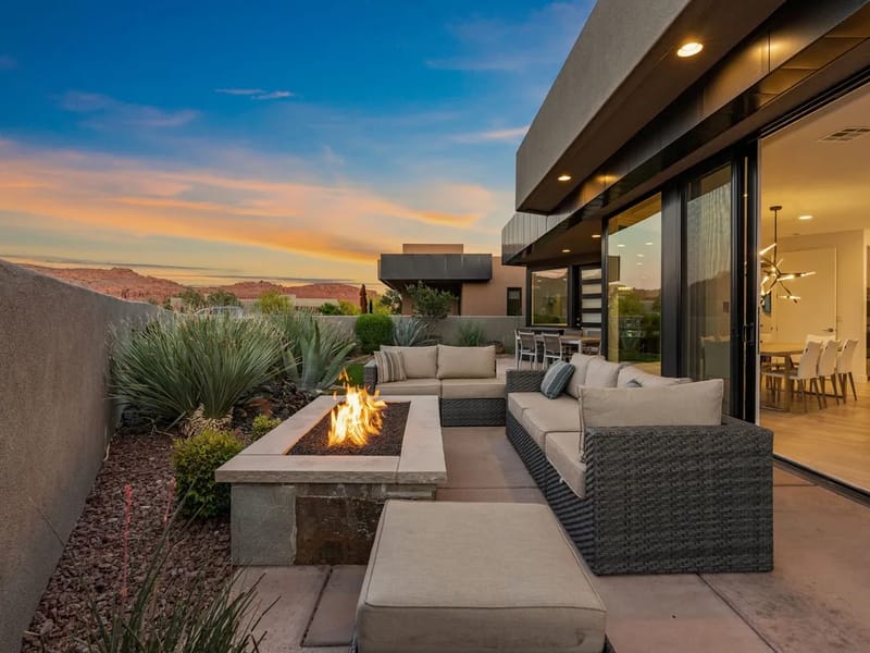 Outdoor Patio at Dusk
