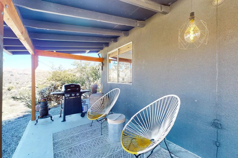 Covered patio with grill