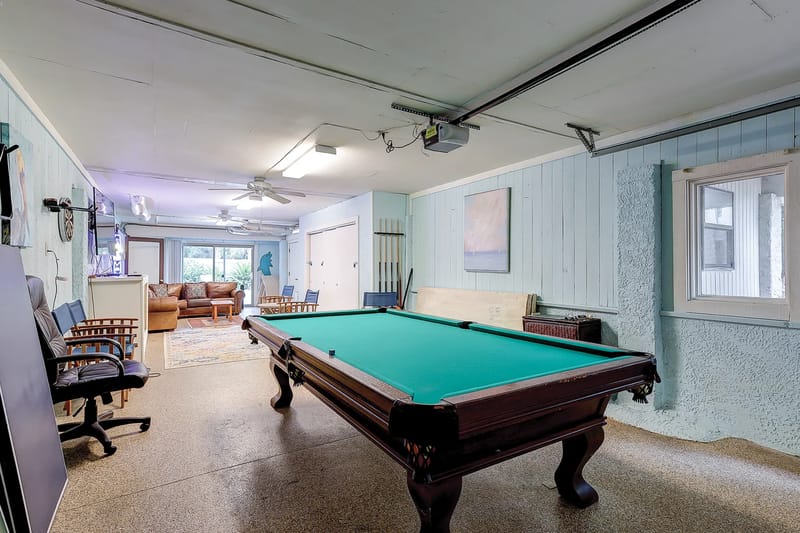 Converted garage game room