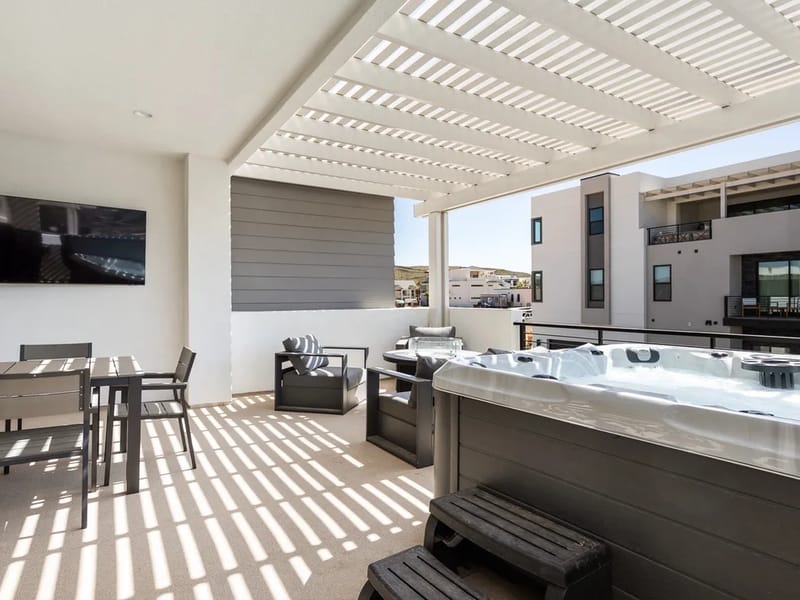 Private hot tub and outdoor seating