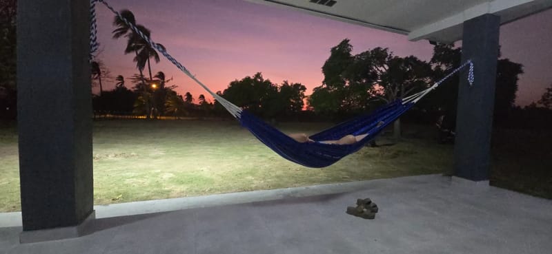 Covered terrace with hammock