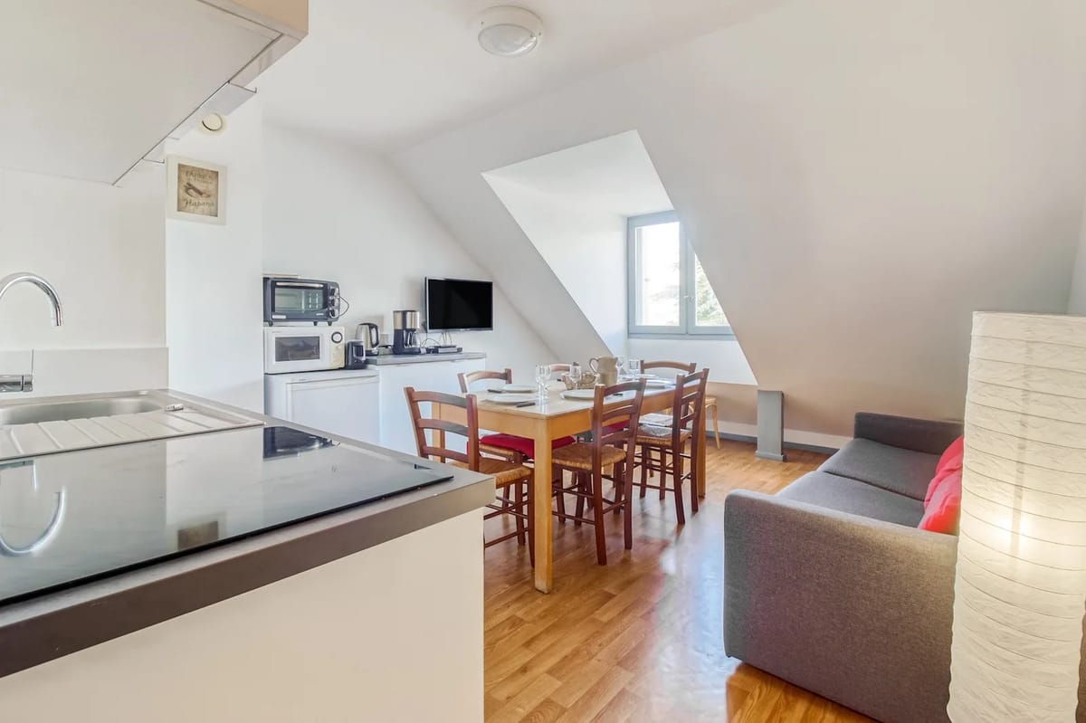 Open kitchen and living area