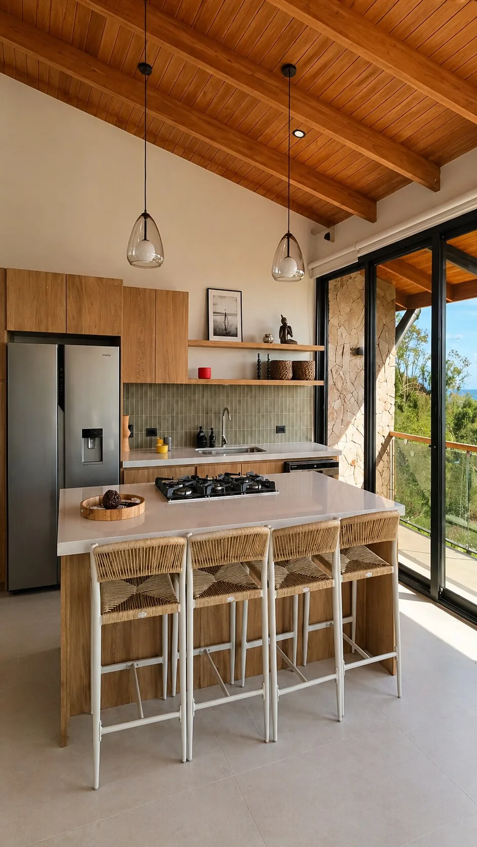 Cocina con barra de desayuno