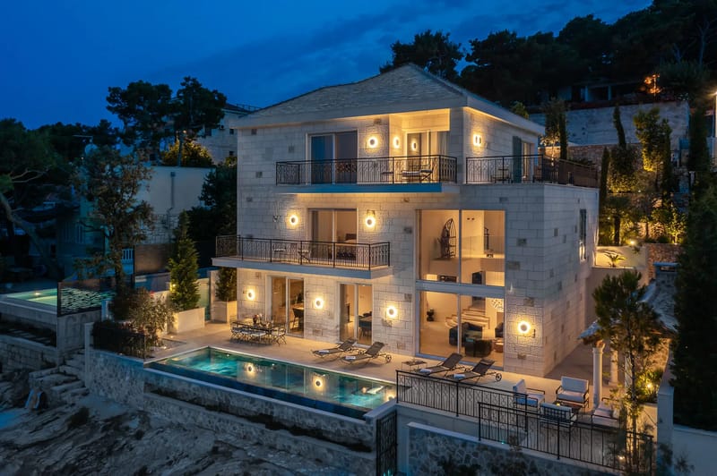 Villa at dusk
