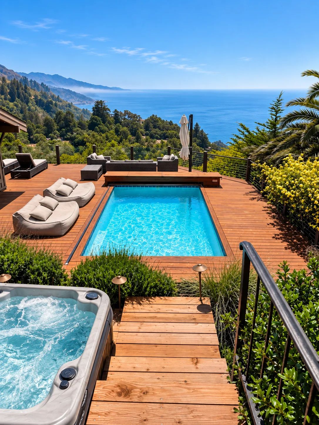 Piscina y vistas de la costa