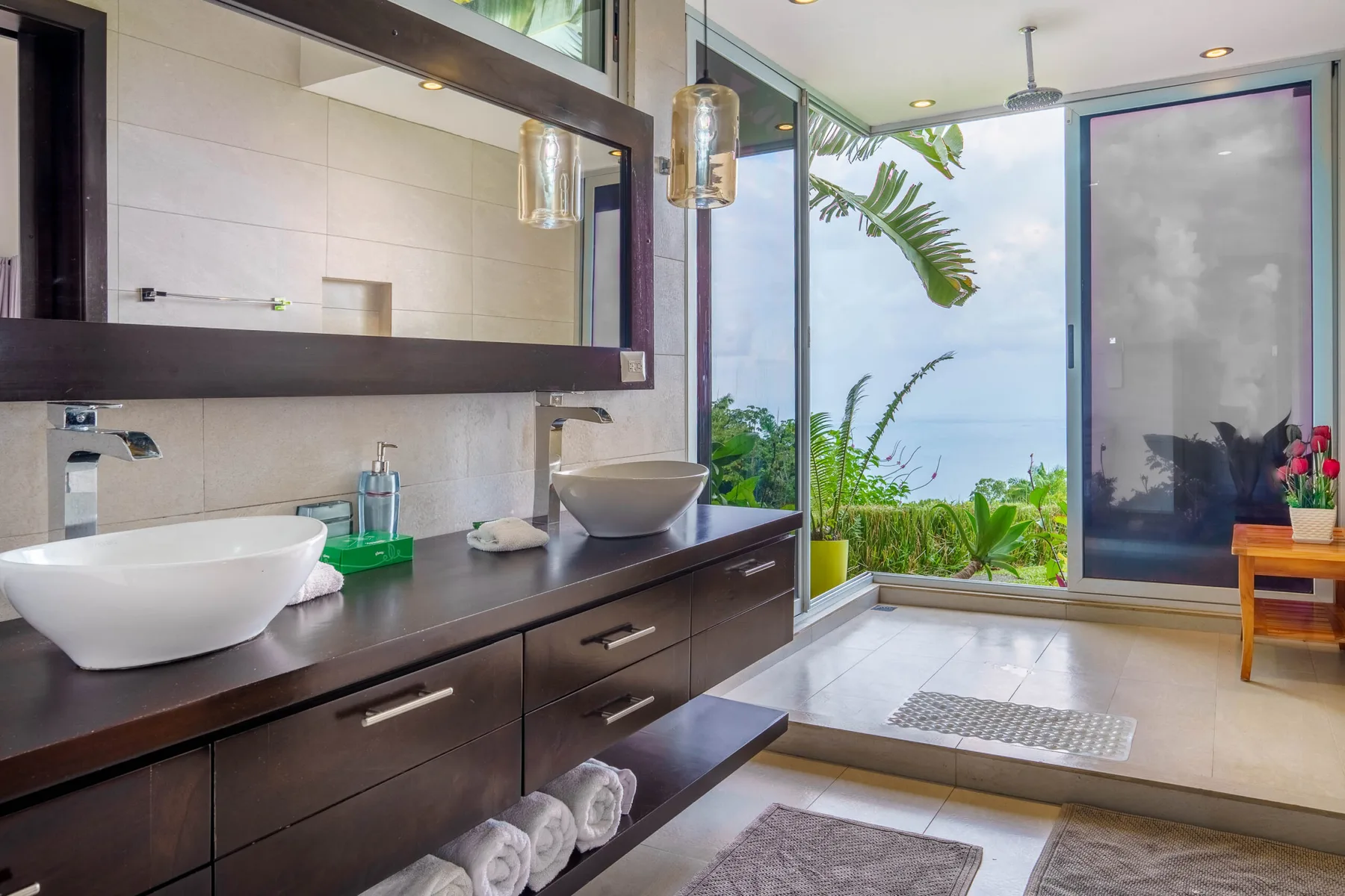 Bathroom with ocean view