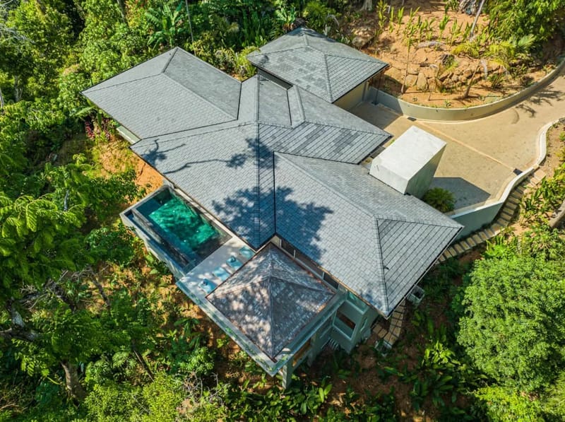 Vista aérea de la villa