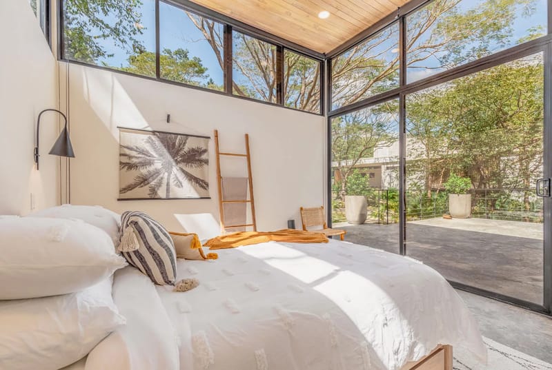 Bedroom with garden views