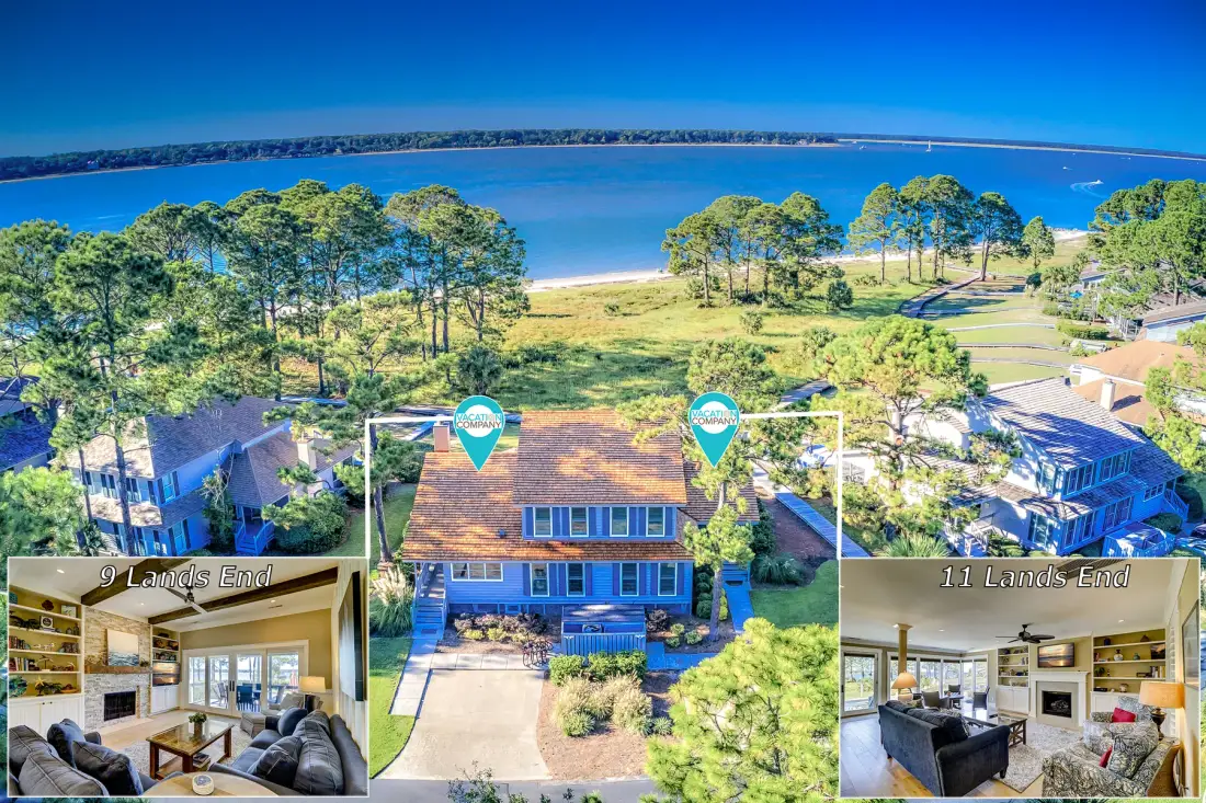 Duplex overview with 9 and 11 Lands End shown; this listing is for number 11 only
