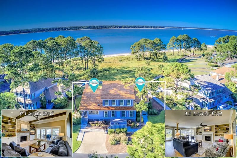Duplex overview with 9 and 11 Lands End shown; this listing is for number 11 only