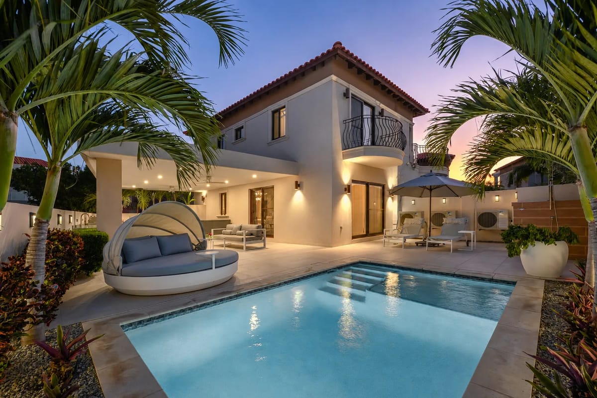 Private pool at dusk