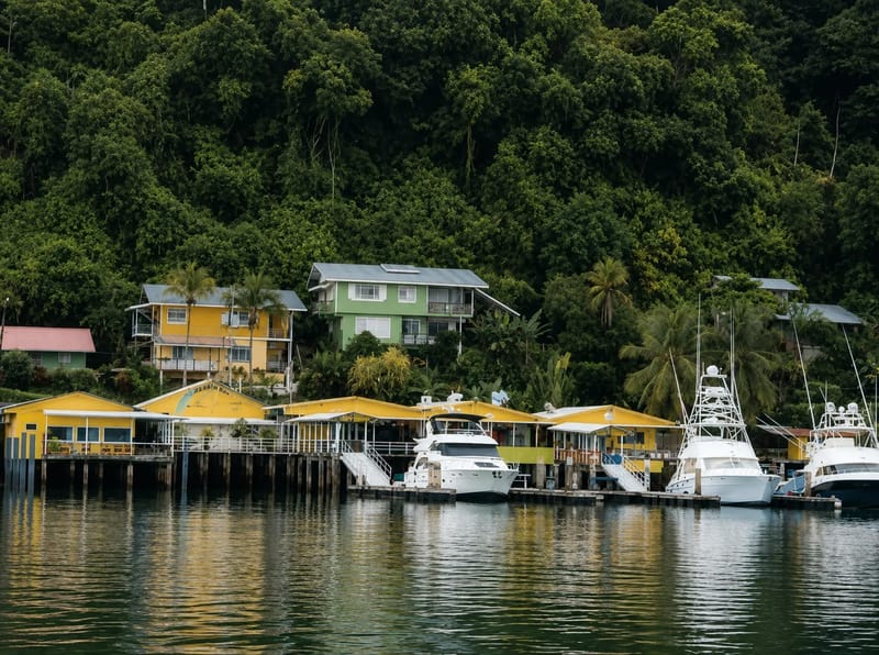 Vacation rental in Golfito with dock and rainforest backdrop
