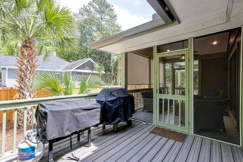 Grill beside the porch