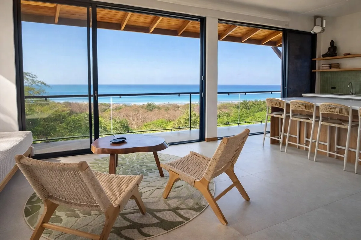 Sala de estar con vista al océano