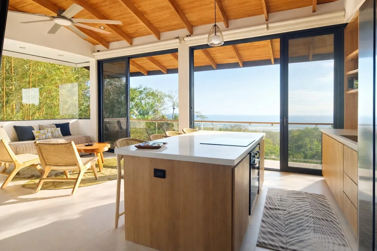 Sala de estar y cocina de concepto abierto