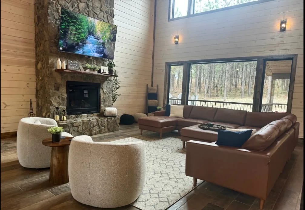 Living room with fireplace