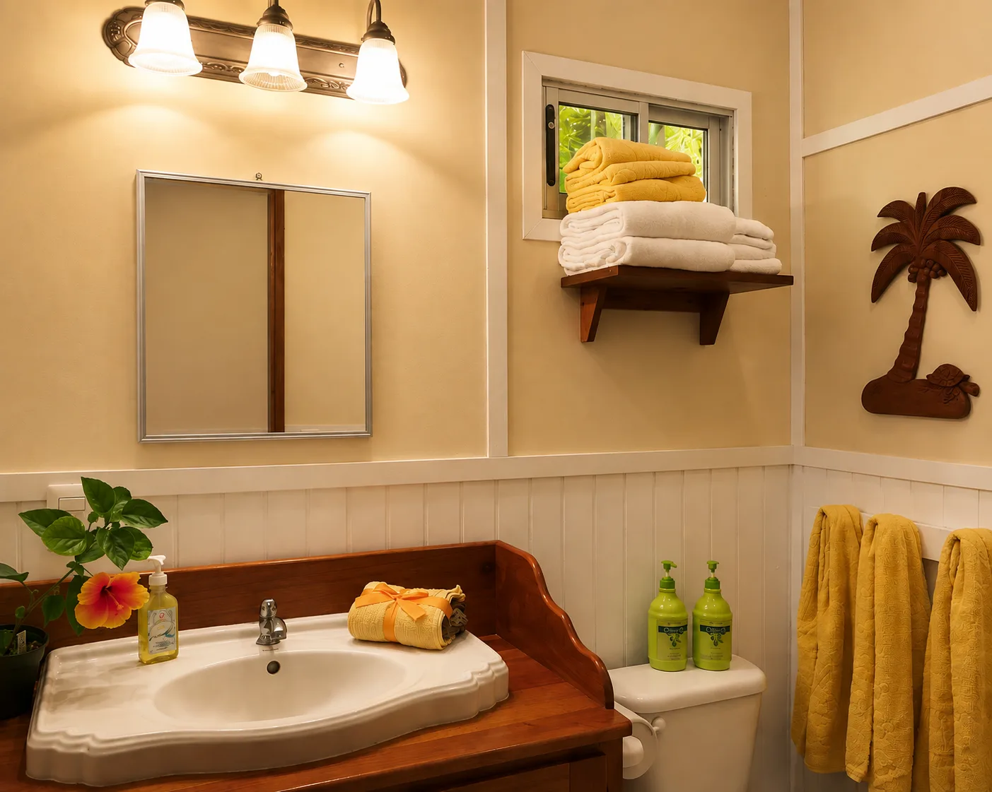 Bathroom in a vacation rental in Golfito with palm decor