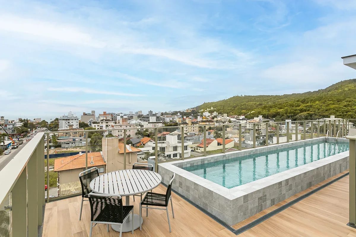 Piscina no Rooftop | 550m da Praia de Jurerê #JA38