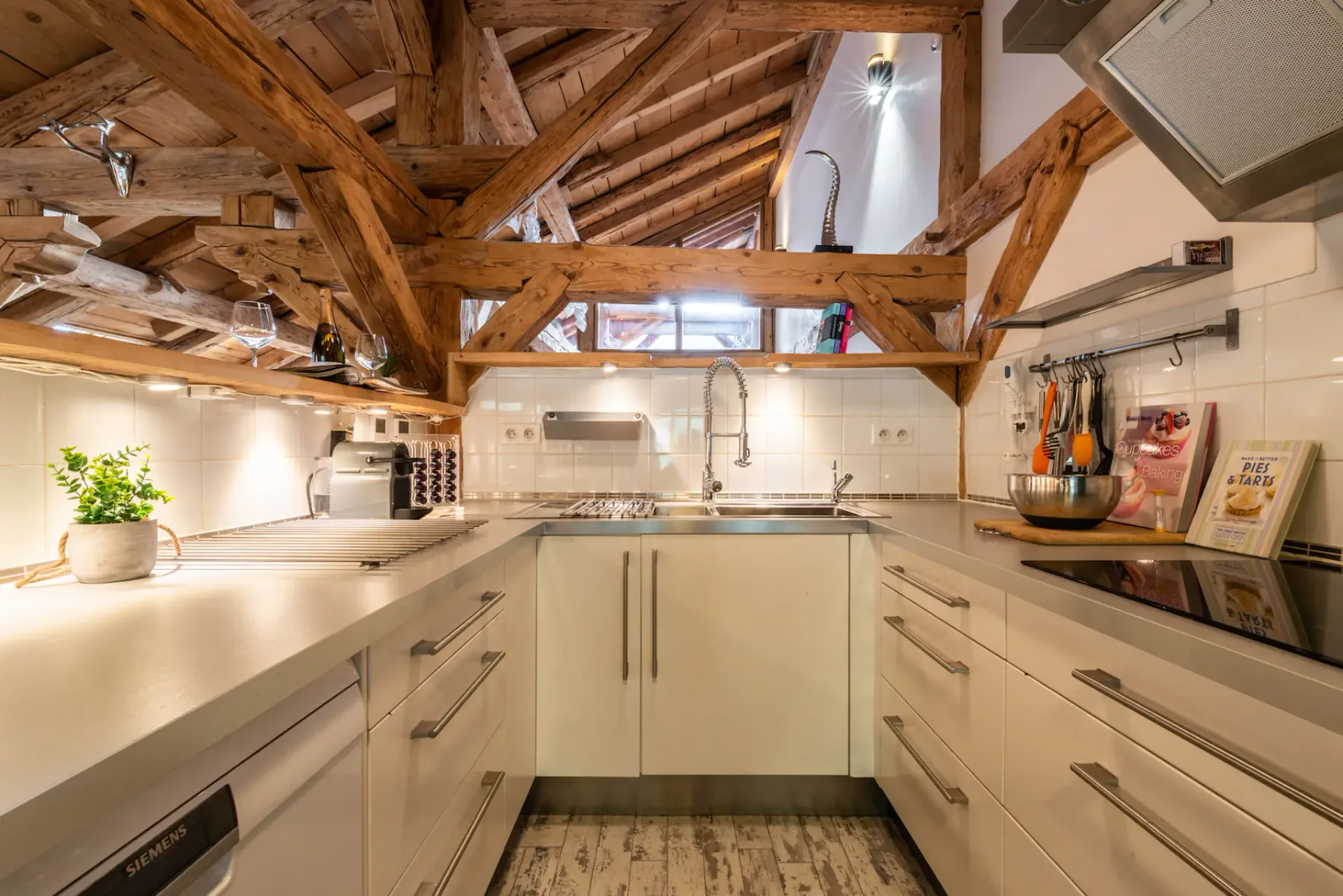 Spacious kitchen luxury alps chalet La Ferme de Margot Morzine