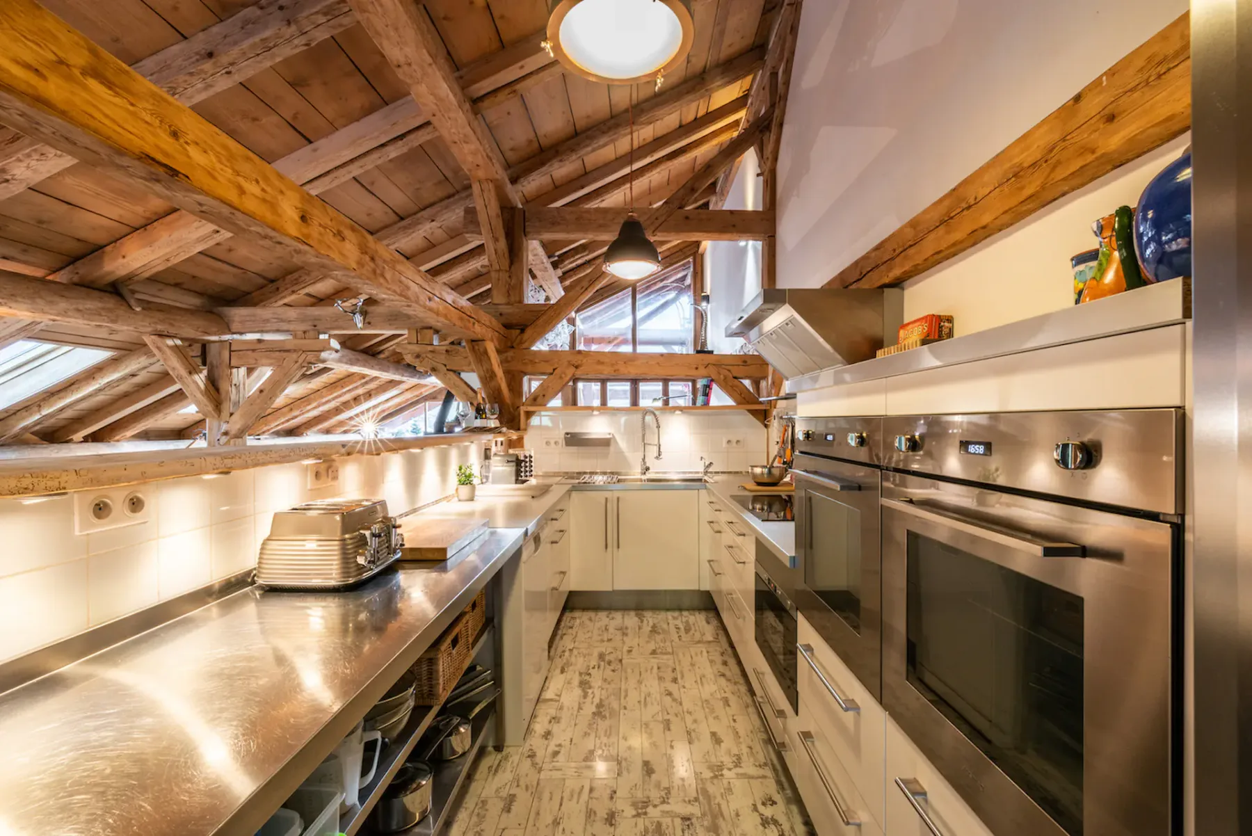 Contemporary kitchen luxury hot tub chalet La Ferme de Margot Morzine