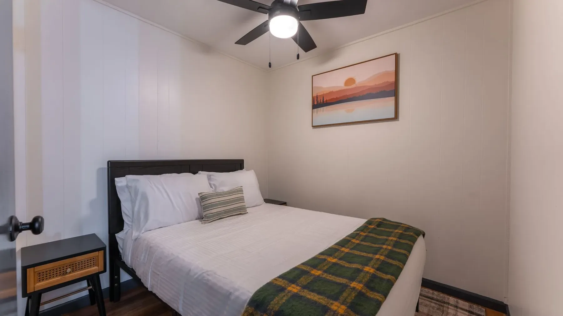 Bedroom with bed and ceiling fan