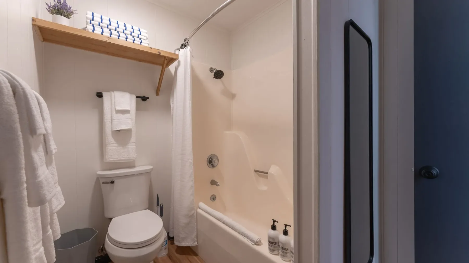 Bathroom with tub and shower