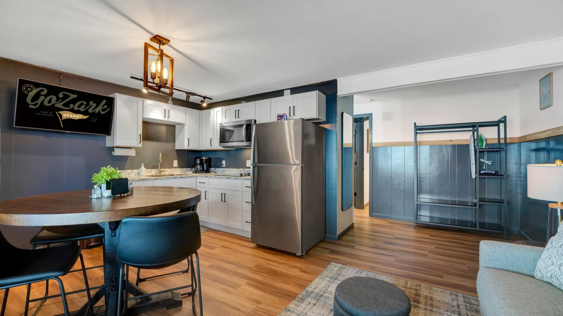 Open kitchen and dining area