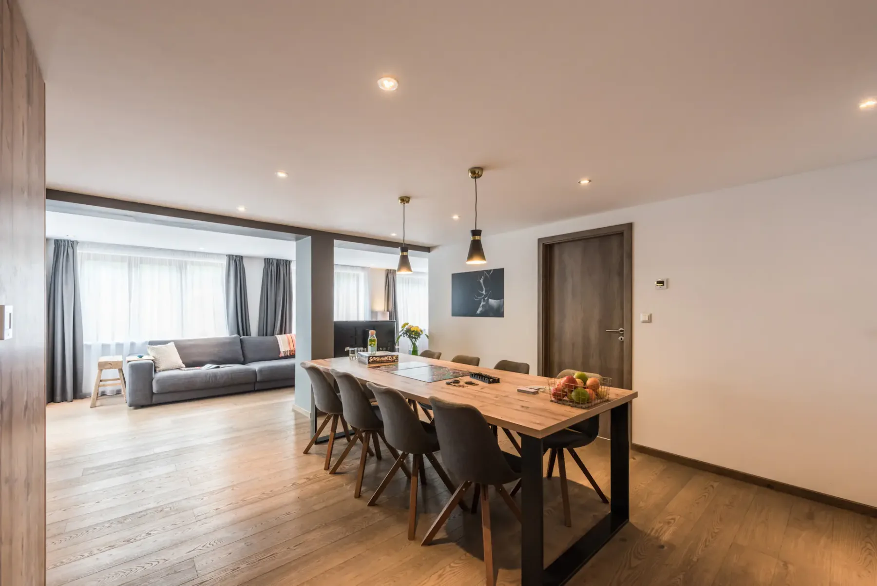 Wooden dining table at Ayan accommodation in Morzine