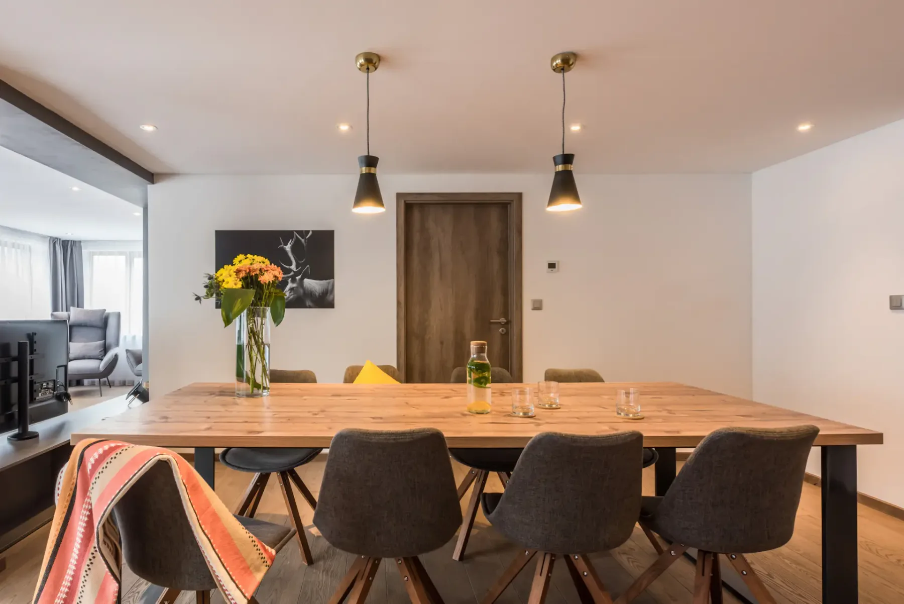 Wooden dining room at Ayan accommodation in Morzine